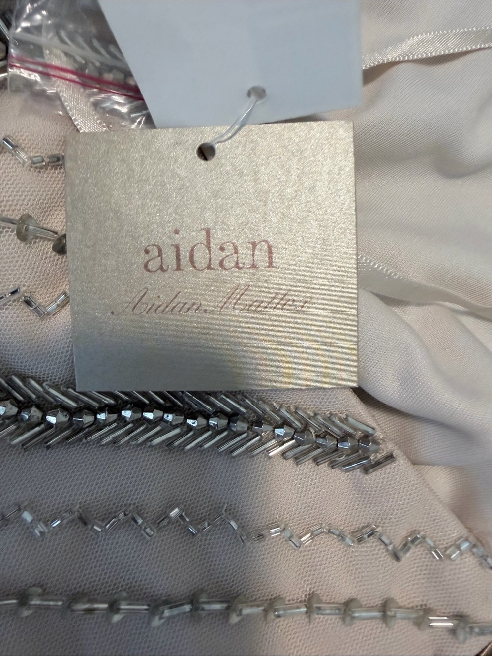 Aidan by Aidan Mattox Cream Chevron Halter Crop Top - Picture 7 of 11